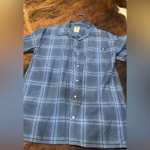 Dickies Men's Casual Blue Checkered Shirt